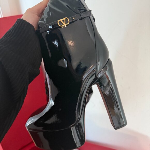 NWT Valentino Garavani 155 Tan-Go Tall Boots Over The Knee Patent Leather Sz 41 - Picture 7 of 9